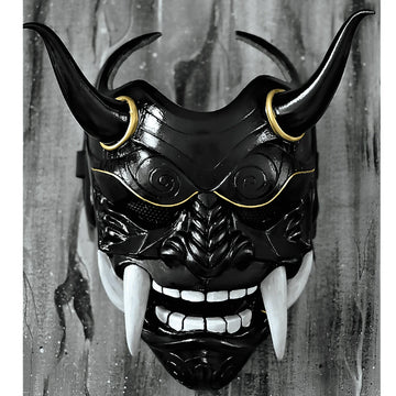 Black Demon Pattern Japanese Mask