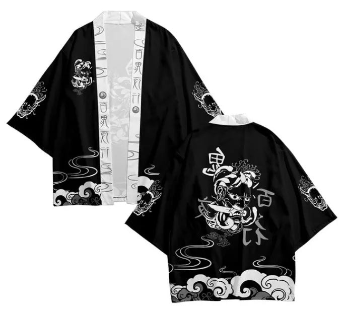 Black Oni Demon Loose Kimono Jacket