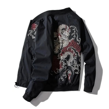 Dragon Back Embroidery Bomber Jacket