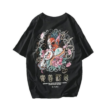 Edgy Japanese Art Girl Print T-Shirt