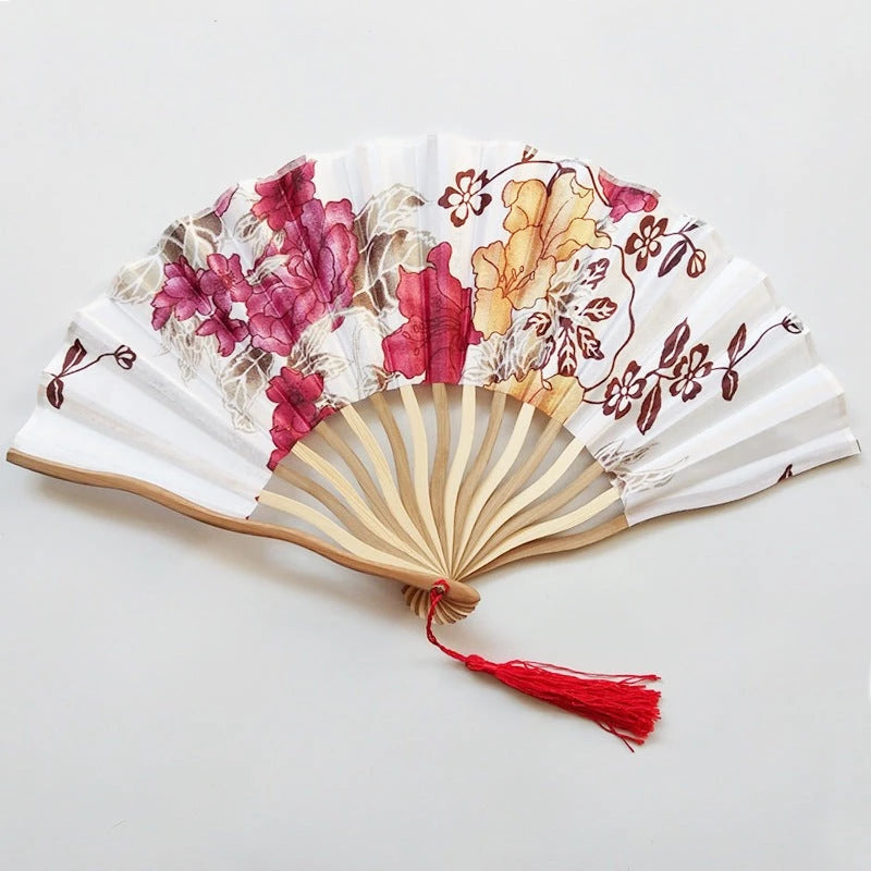 Flowered Pattern Japanese Fan