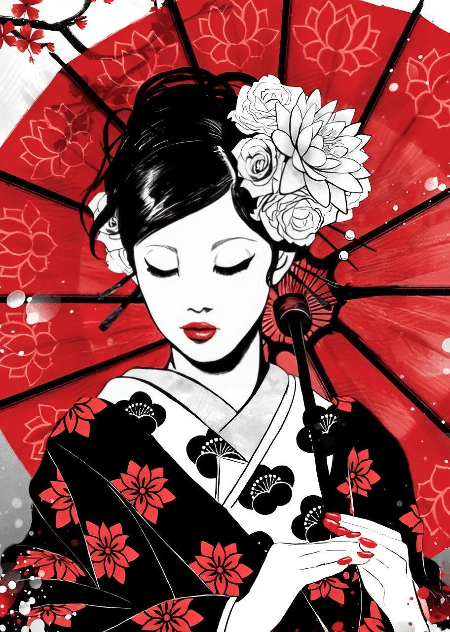 The Geisha Pattern Japanese Painting