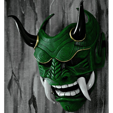 Green Demon Pattern Japanese Mask