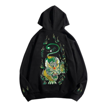 Japanese Lion Embroidery Hoodie