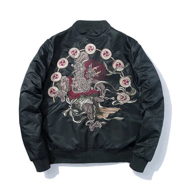 Japanese Demon Embroidery Bomber Jacket