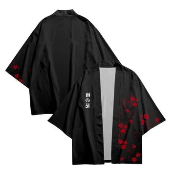 Japanese Red Flower Kimono Jacket