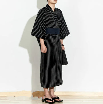 Japanese Traditional Stripe Men Yukata Outfit
