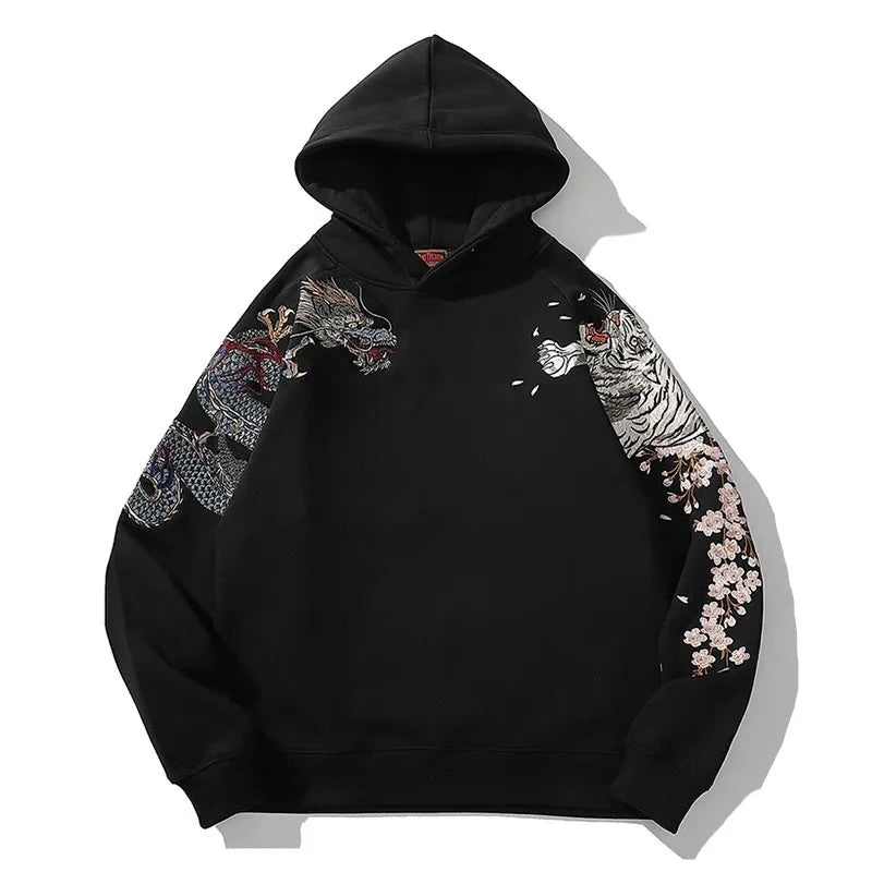 Oriental Animals Embroidered Loose Hoodie