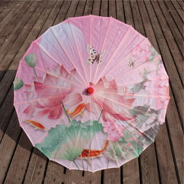 Pink Flowers Japanese Umbrella