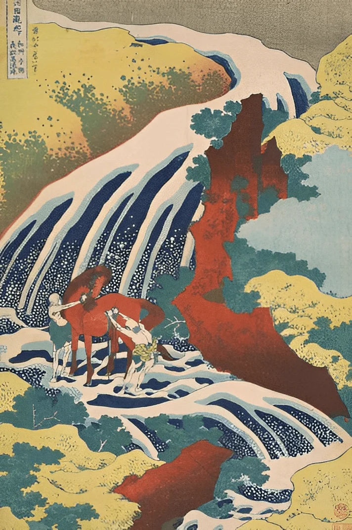 Waterfall Pattern Japanese Woodblock Paint